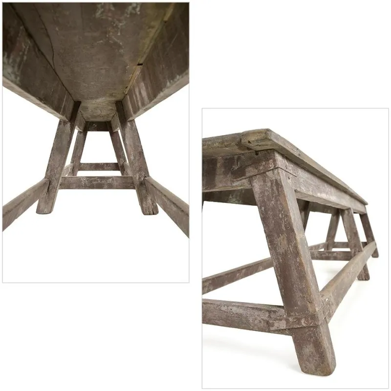 Outlet Pamono Antique Bench in Patinated Wood
