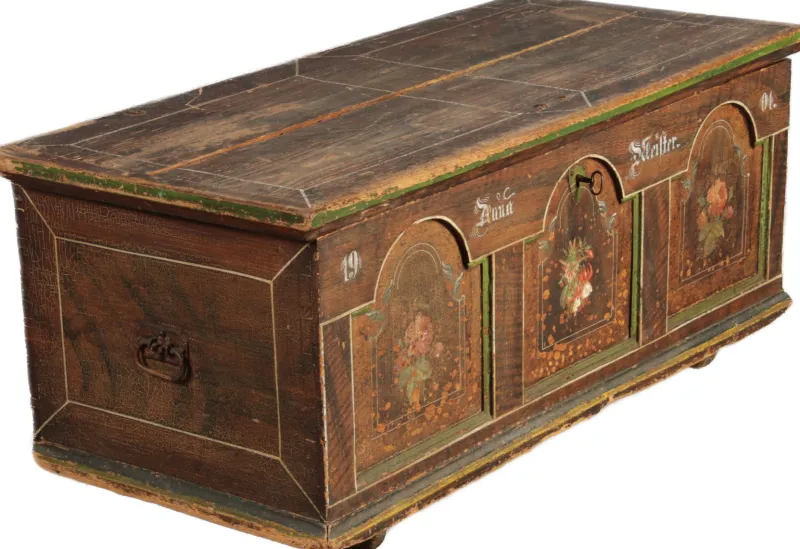 Outlet Pamono Antique Bevelled Softwood Chest, 1900
