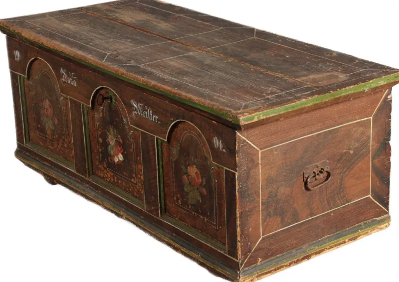 Outlet Pamono Antique Bevelled Softwood Chest, 1900