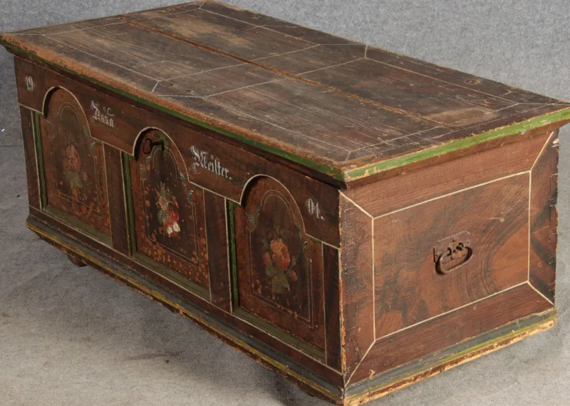 Outlet Pamono Antique Bevelled Softwood Chest, 1900