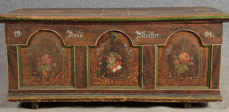 Outlet Pamono Antique Bevelled Softwood Chest, 1900