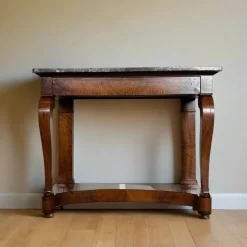 Clearance Pamono Antique Biedermeier Console in Walnut & Marble