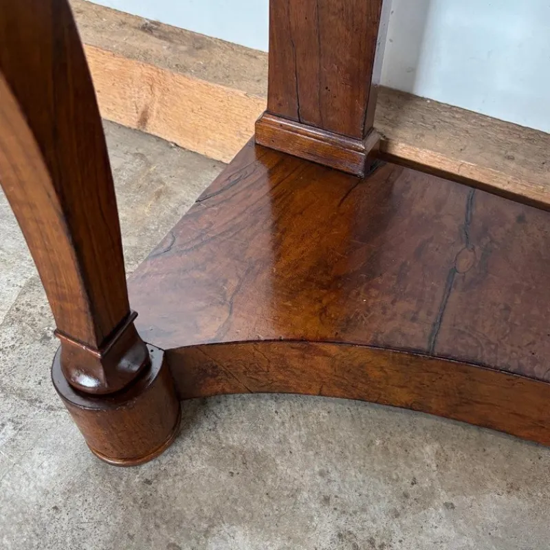 Clearance Pamono Antique Biedermeier Console in Walnut & Marble