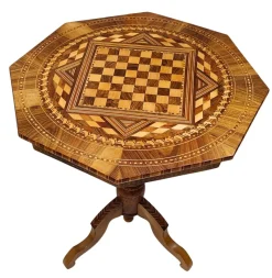 Pamono Antique Biedermeier Marquetry Chess Table, 1800s><noscript><img width=