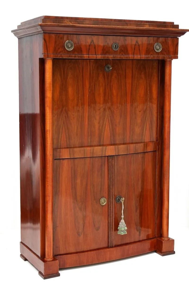 Clearance Pamono Antique Biedermeier Nutwood Secretary, 1825