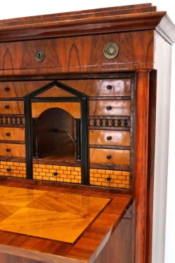 Clearance Pamono Antique Biedermeier Nutwood Secretary, 1825