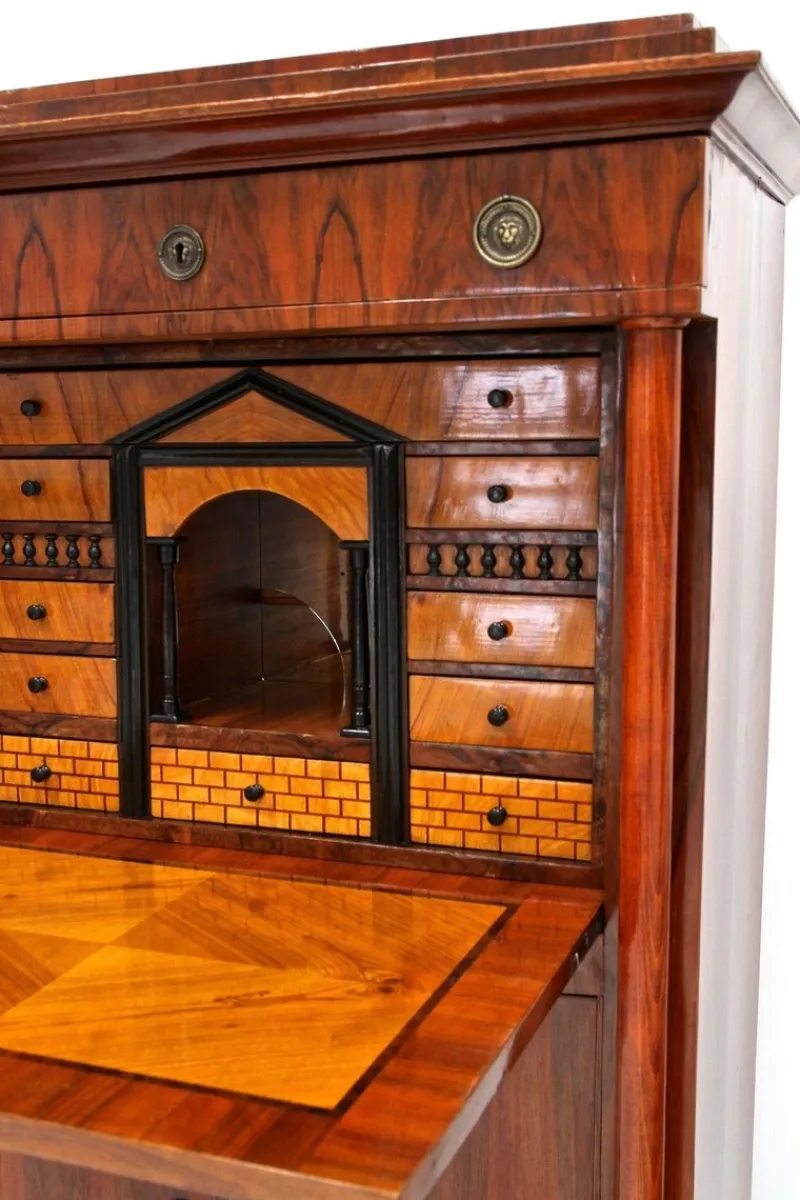 Clearance Pamono Antique Biedermeier Nutwood Secretary, 1825