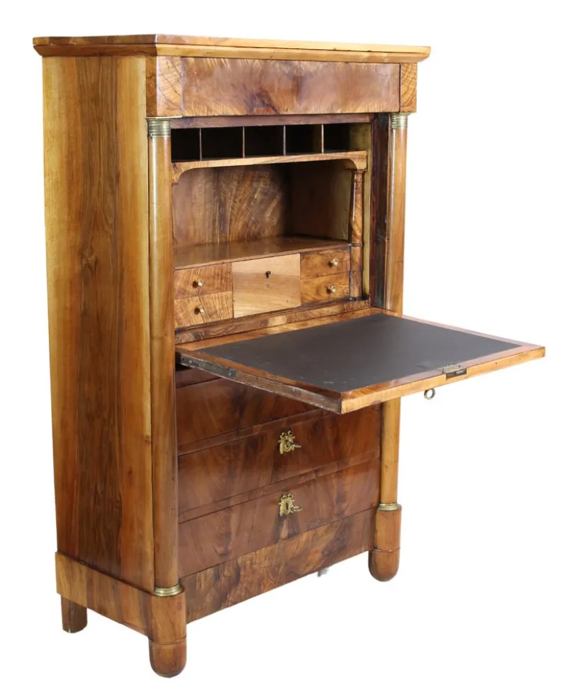 Pamono Antique Biedermeier Walnut Secretary> Secretaires