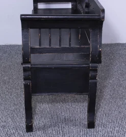 Hot Pamono Antique Black Painted Pine Box Bench, Late 19th Century