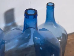 Pamono Antique Blue Colour Demijohns, 1920, Set of 3> Bottles, Carafes & Jugs