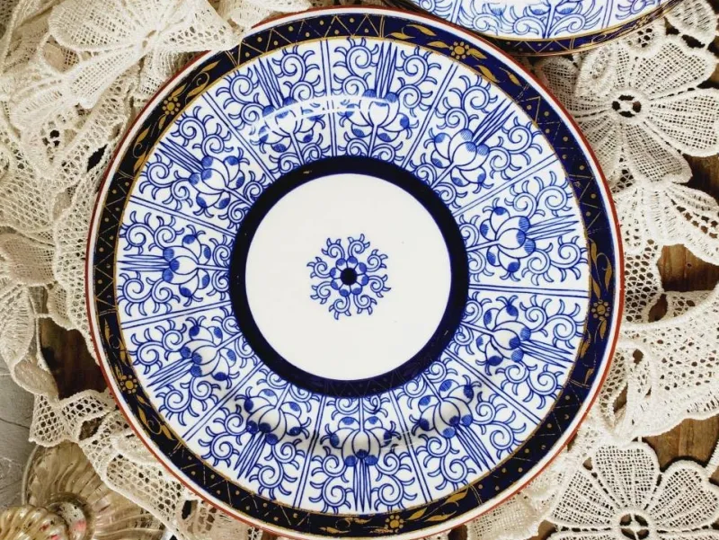 Pamono Antique Blue Lily Series Butter Dish from Royal Worcester, 1881> Dinnerware Accessories