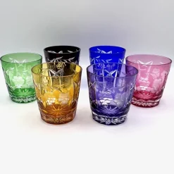 Pamono Antique Bohemian Grape-Cut Harlequin Crystal Tumblers, 1850, Set of 6> Glassware