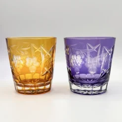 Pamono Antique Bohemian Grape-Cut Harlequin Crystal Tumblers, 1850, Set of 6><noscript><img width=
