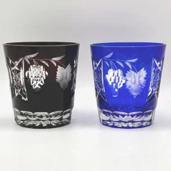 Pamono Antique Bohemian Grape-Cut Harlequin Crystal Tumblers, 1850, Set of 6><noscript><img width=
