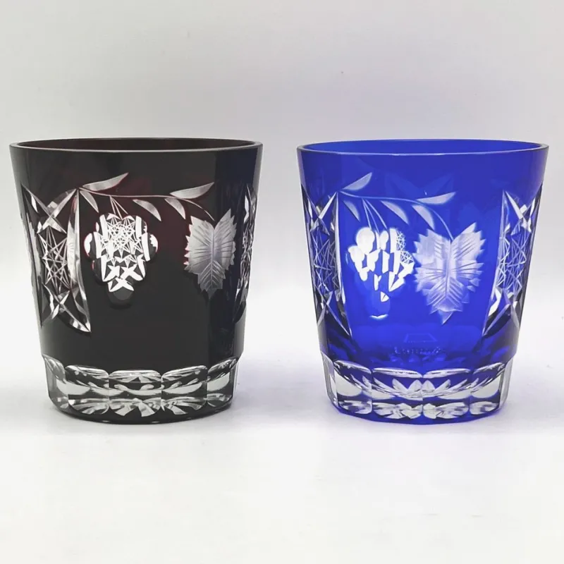 Pamono Antique Bohemian Grape-Cut Harlequin Crystal Tumblers, 1850, Set of 6> Glassware