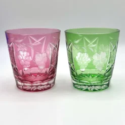 Pamono Antique Bohemian Grape-Cut Harlequin Crystal Tumblers, 1850, Set of 6><noscript><img width=