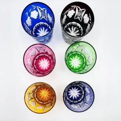 Pamono Antique Bohemian Grape-Cut Harlequin Crystal Tumblers, 1850, Set of 6><noscript><img width=