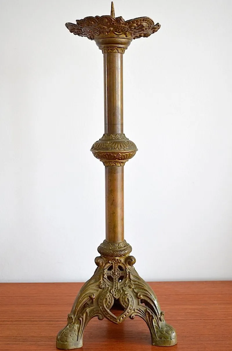 Clearance Pamono Antique Brass Candlestick, 1880s