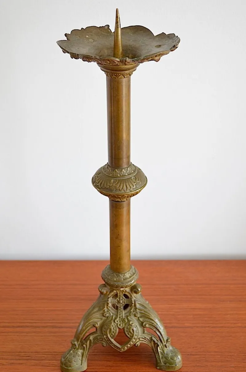 Clearance Pamono Antique Brass Candlestick, 1880s
