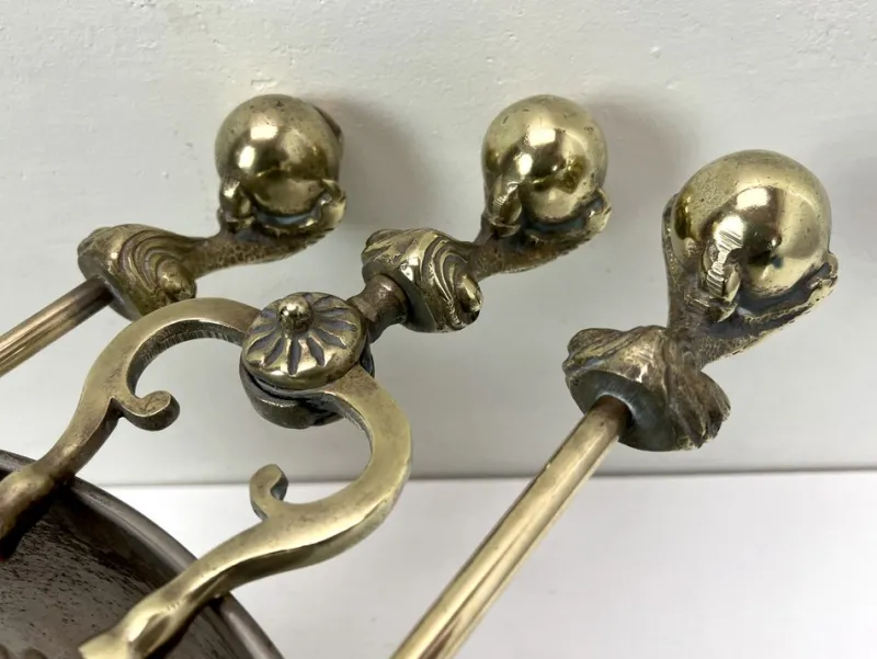 Online Pamono Antique Brass Fire Tools with Eagle Claws, Late 19th Century, Set of 5