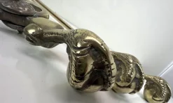 Online Pamono Antique Brass Fire Tools with Eagle Claws, Late 19th Century, Set of 5