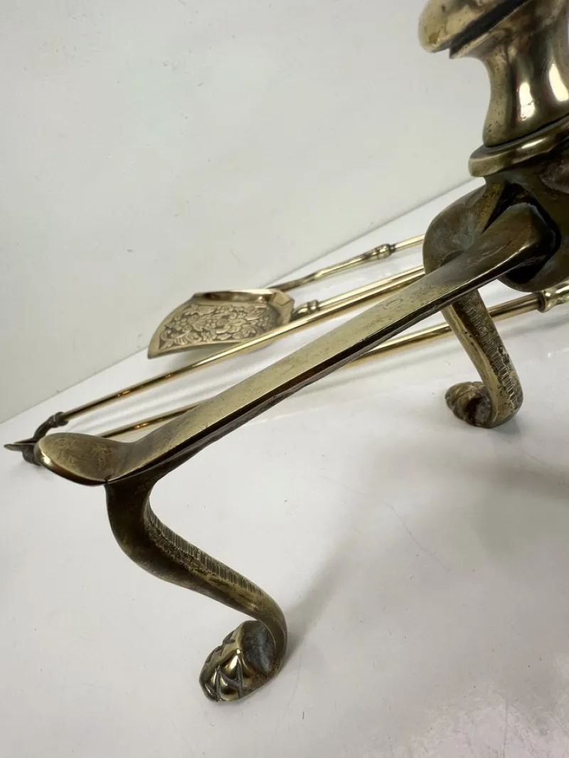 Online Pamono Antique Brass Fire Tools with Eagle Claws, Late 19th Century, Set of 5