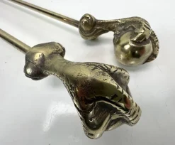 Online Pamono Antique Brass Fire Tools with Eagle Claws, Late 19th Century, Set of 5