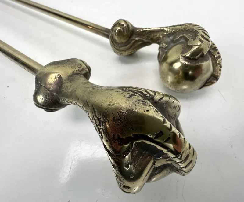 Online Pamono Antique Brass Fire Tools with Eagle Claws, Late 19th Century, Set of 5
