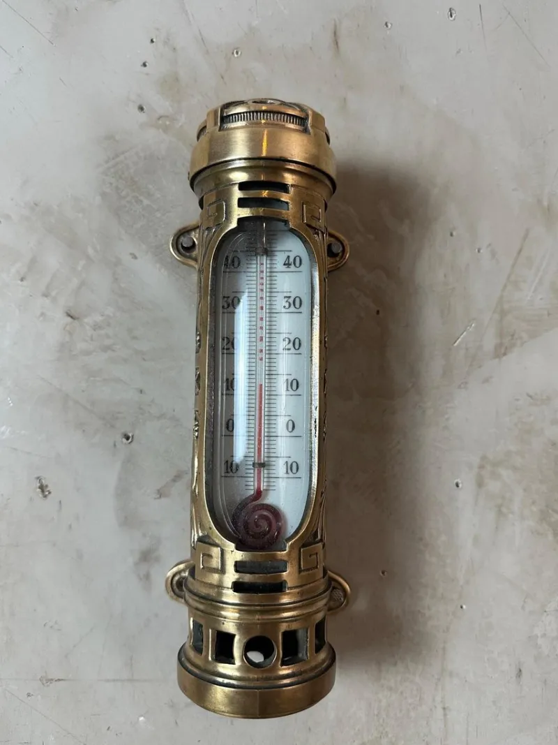 Clearance Pamono Antique Brass Thermometer, 1900s