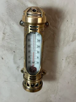 Clearance Pamono Antique Brass Thermometer, 1900s