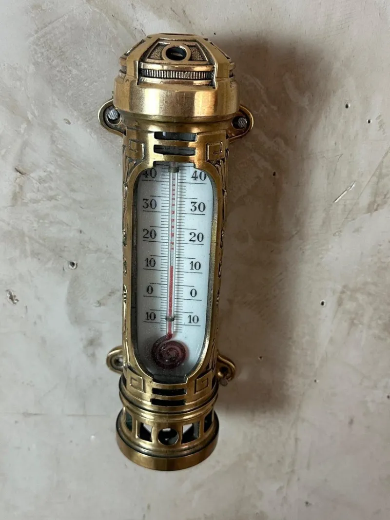 Clearance Pamono Antique Brass Thermometer, 1900s