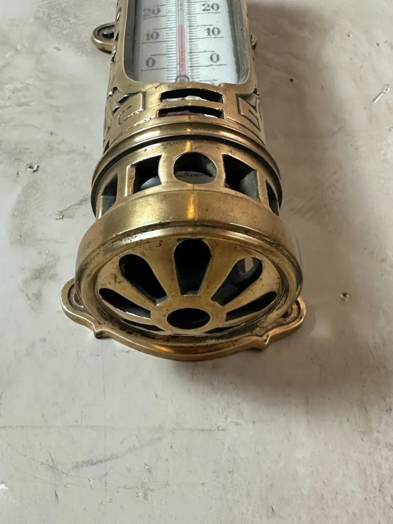 Clearance Pamono Antique Brass Thermometer, 1900s