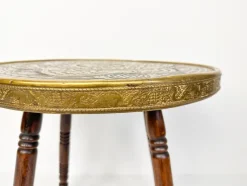 Pamono Antique Brass Tray Table with Turned Wood Legs, 1890s><noscript><img width=