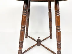 Pamono Antique Brass Tray Table with Turned Wood Legs, 1890s><noscript><img width=