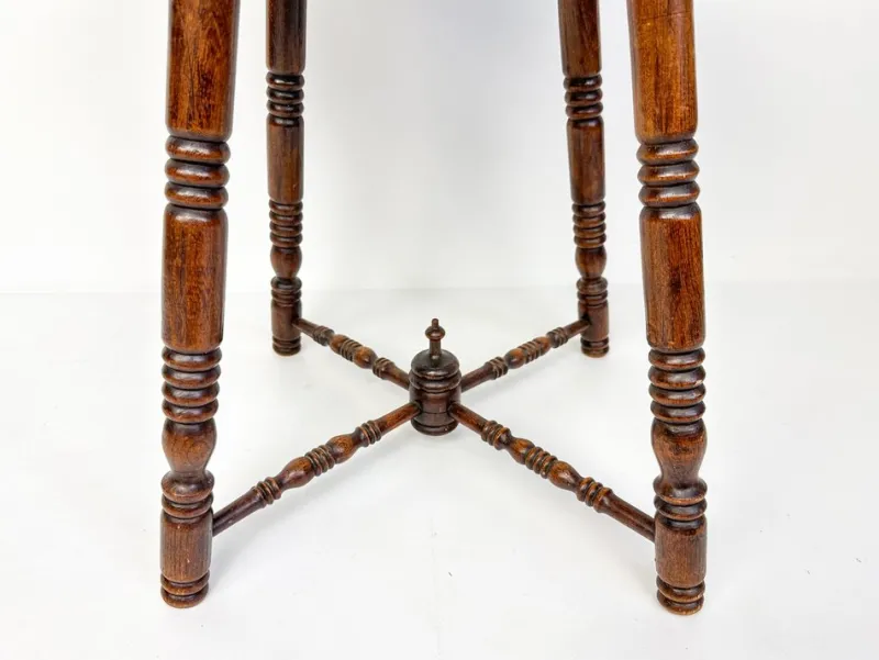 Pamono Antique Brass Tray Table with Turned Wood Legs, 1890s> Coffee & Side Tables
