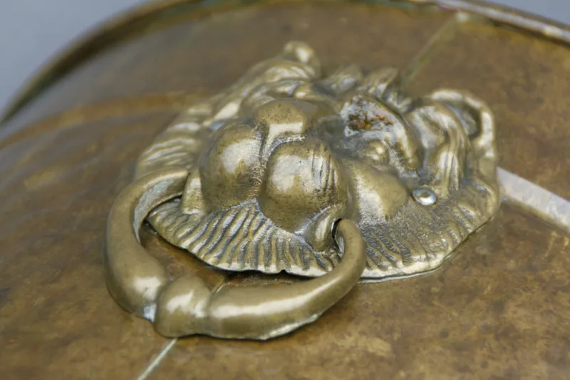 Pamono Antique Brass with Lion Heads Flowerpot> Planters And Jardiniere