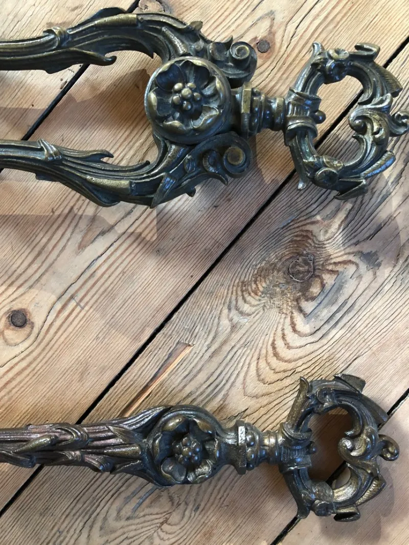 Discount Pamono Antique Bronze Fireplace Tongs, Set of 2