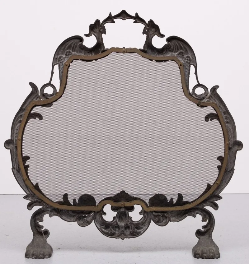 Pamono Antique Bronze Firescreen, England, 1880s