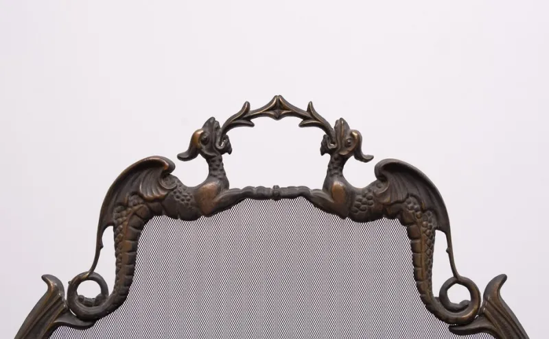 Pamono Antique Bronze Firescreen, England, 1880s
