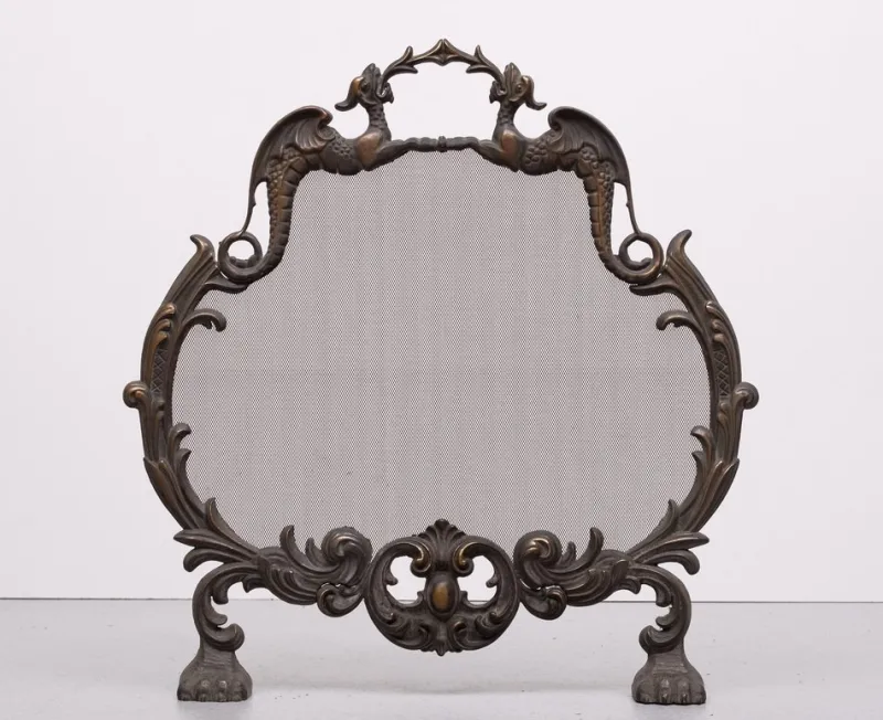 Pamono Antique Bronze Firescreen, England, 1880s