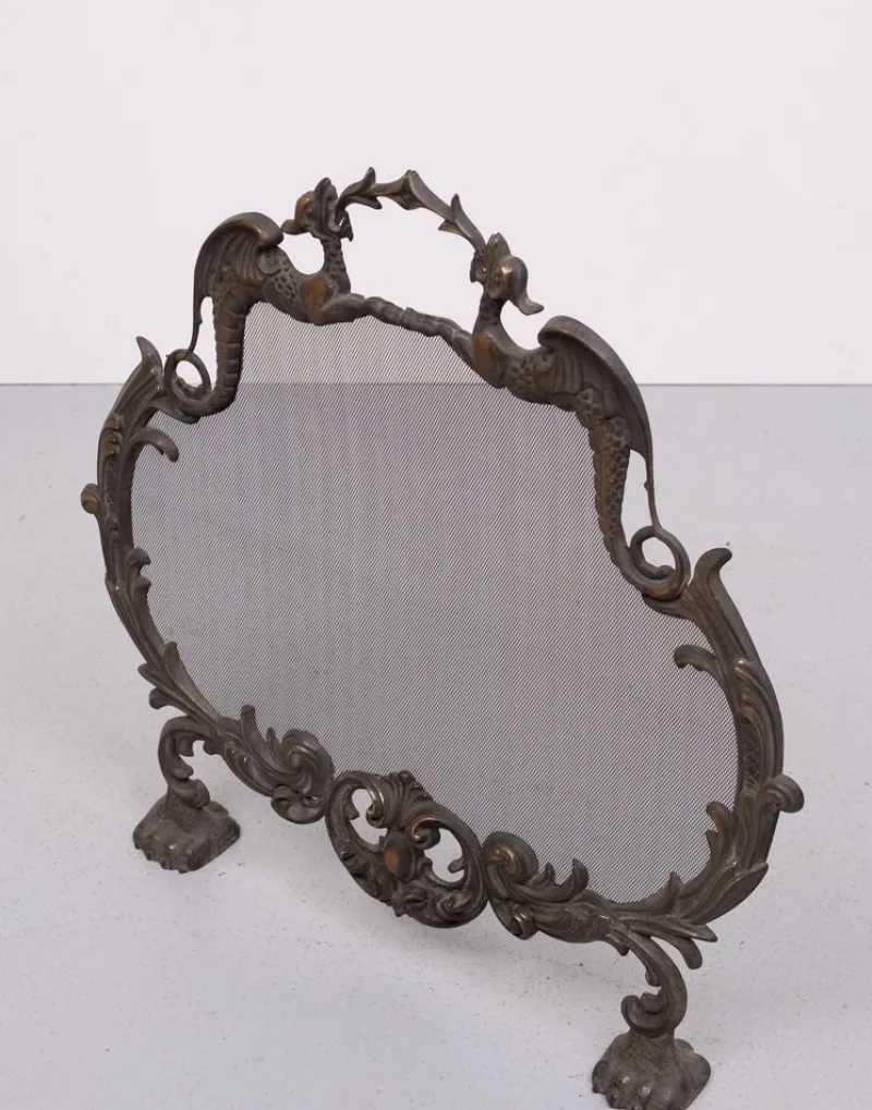 Pamono Antique Bronze Firescreen, England, 1880s