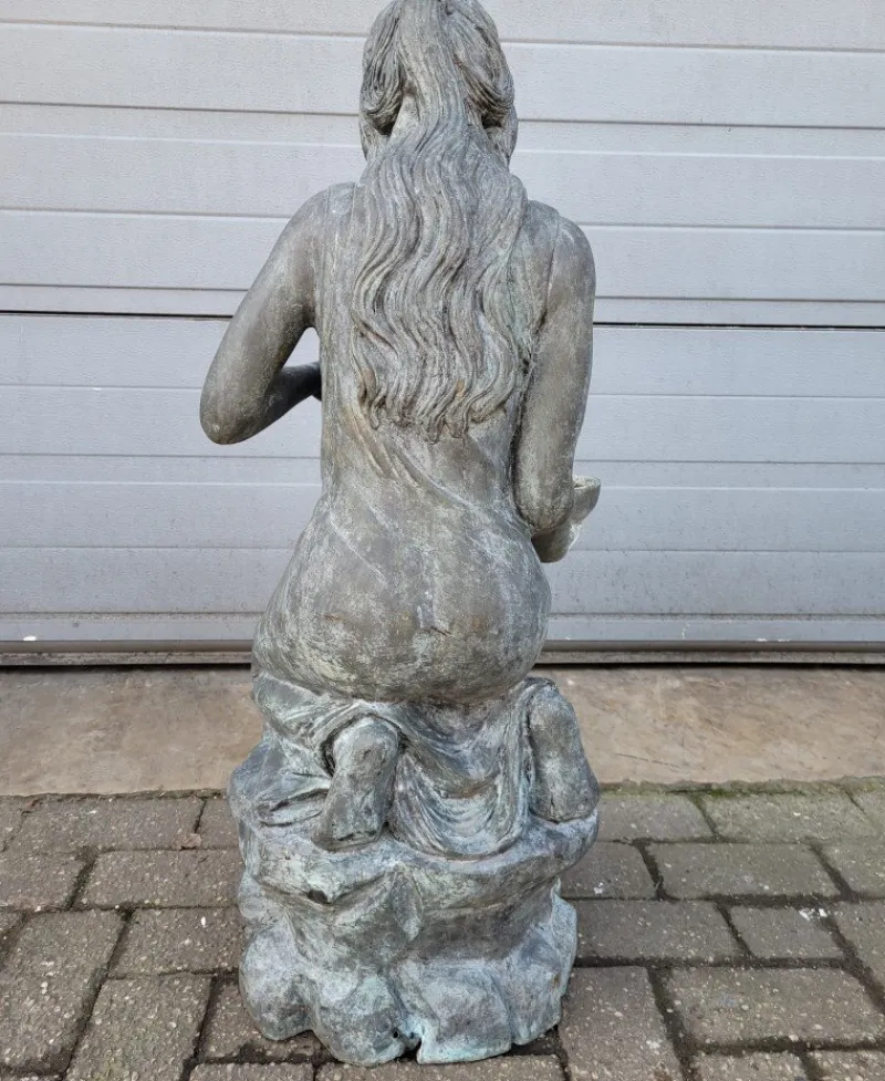 Pamono Antique Bronze Fountain Statue of Woman with Water Jug> Garden Accessories