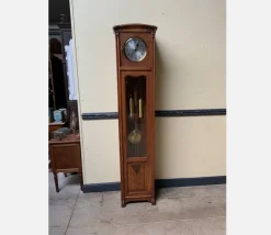 Pamono Antique Buffet with Sideboard and Grandfather Clock and Table and Chairs, 1890s, Set of 6><noscript><img width=