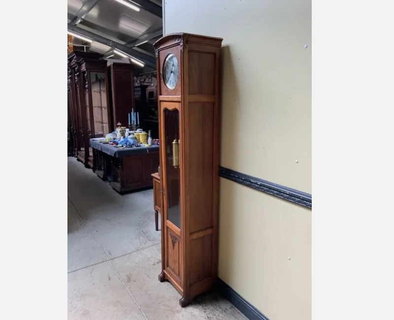 Pamono Antique Buffet with Sideboard and Grandfather Clock and Table and Chairs, 1890s, Set of 6> Living Room Sets