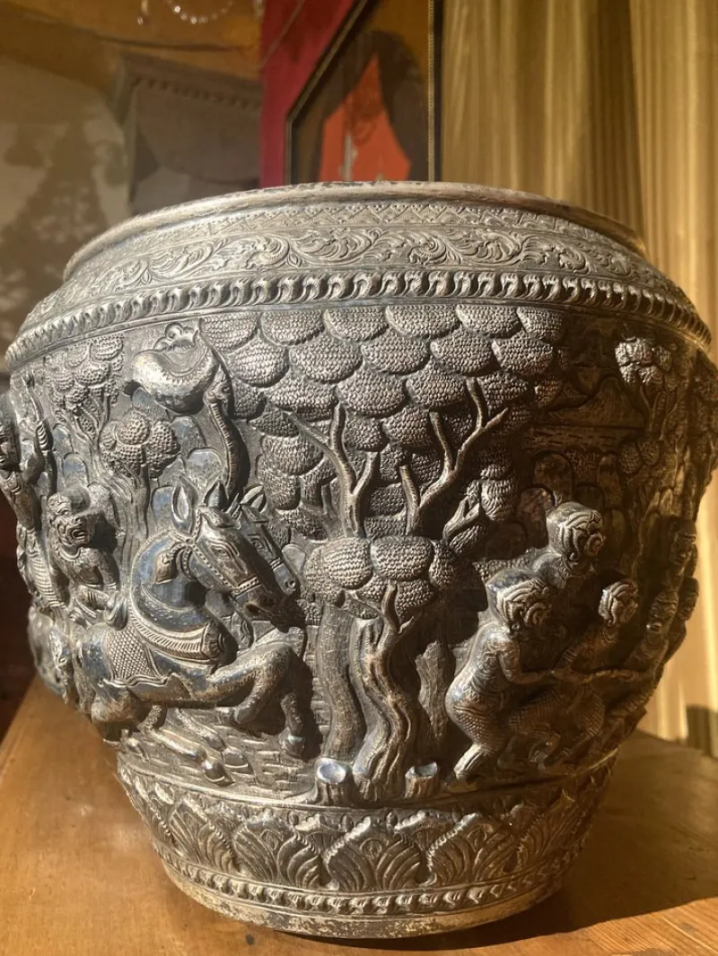 Outlet Pamono Antique Burmese Hand Crafted Silver Bowl, 1800s