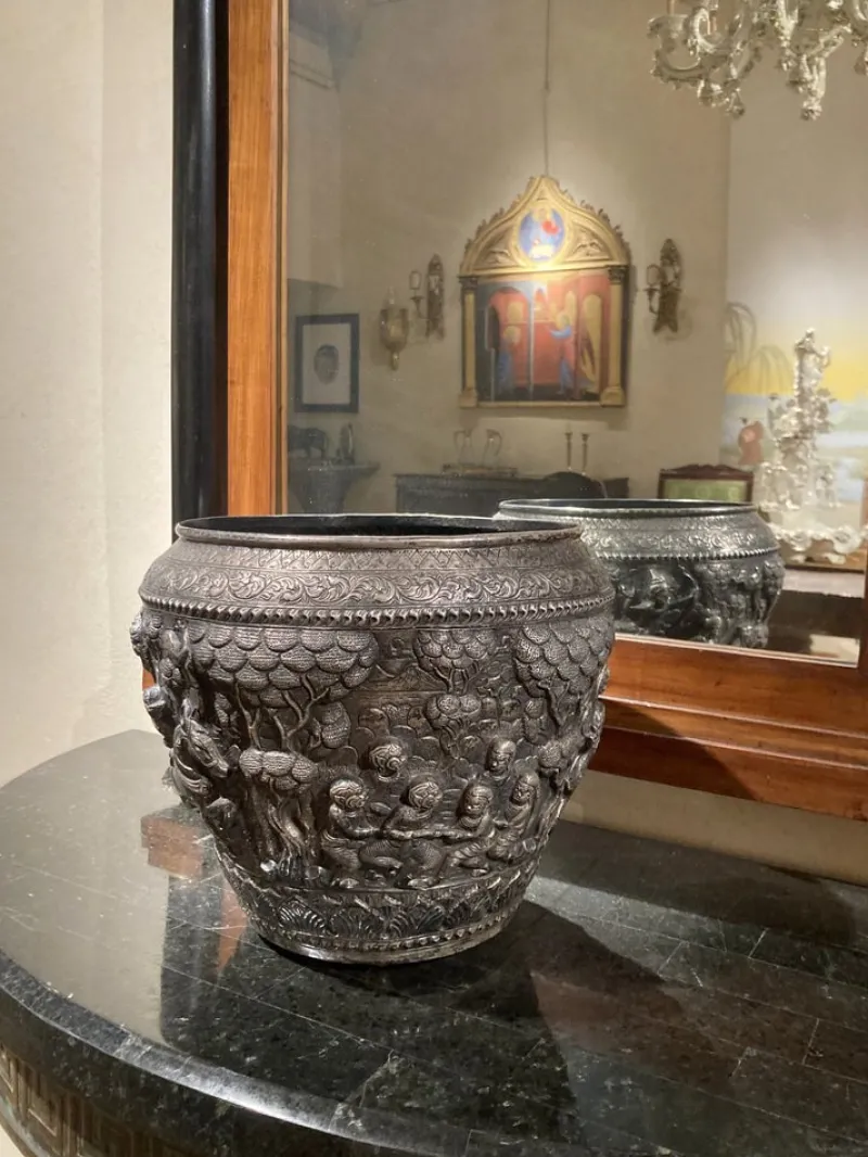 Outlet Pamono Antique Burmese Hand Crafted Silver Bowl, 1800s