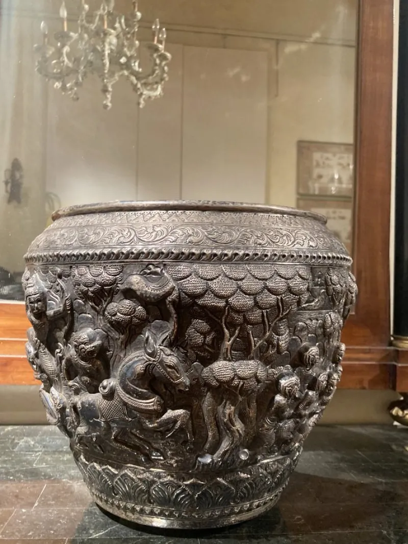 Outlet Pamono Antique Burmese Hand Crafted Silver Bowl, 1800s