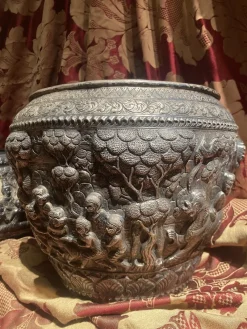 Outlet Pamono Antique Burmese Hand Crafted Silver Bowl, 1800s