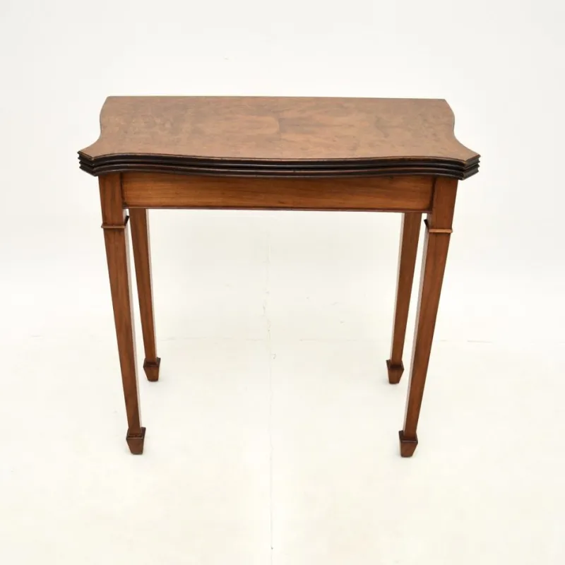 Pamono Antique Burr Walnut Console Table, 1950s> Game Tables