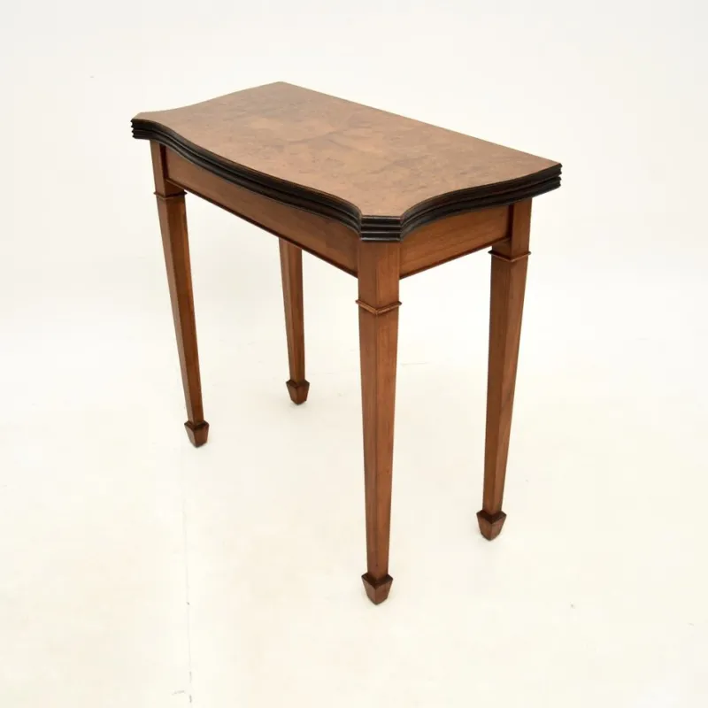 Pamono Antique Burr Walnut Console Table, 1950s> Game Tables